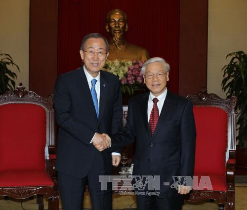 Tổng Bí thư Nguyễn Phú Trọng tiếp Tổng Thư ký Ban Ki-moon ảnh 1